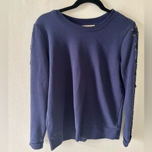Michael Kors Navy Blue Sweatshirt with Lace-Up Sleeves